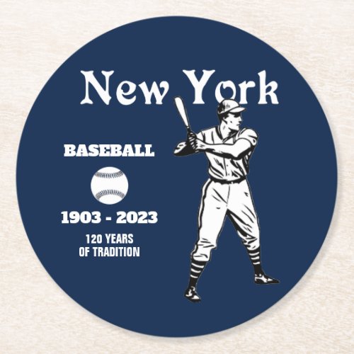 NY Baseball _ 2023 Retro Round Paper Coaster
