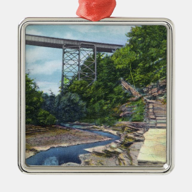 NY Central RR Bridge, Jacob's Ladder Metal Ornament (Front)