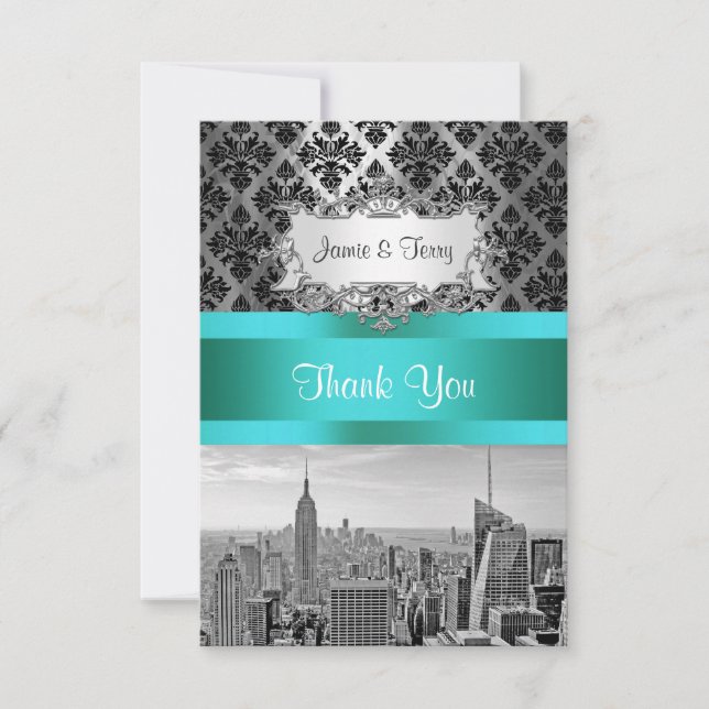 NY City Skyline BW B3 Damask F2 - Thank You (Front)