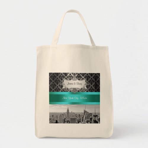 NY City Skyline BW B3 Damask F2 _ Tote