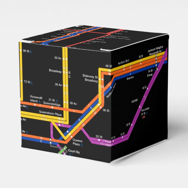 NY-City subway map Favor Boxes (Front Side)