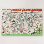 NY Finger Lakes 20x30 Puzzle<br><div class="desc">It's a terrific vintage illustrated postcard map of the Finger Lakes,  NY repurposed!</div>