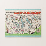 NY Finger LakesIllustrated Fun Puzzle<br><div class="desc">It's a terrific vintage illustrated postcard map of the Finger Lakes in New York State  repurposed! Great family puzzle!</div>