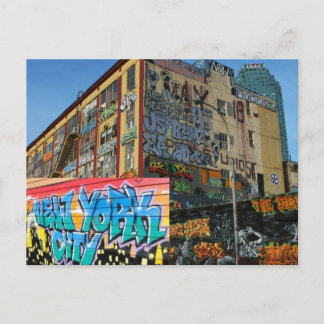 ny graffiti building tagged postcard