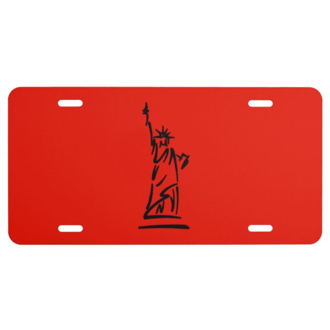 NY Lady Liberty Red License Plate (Front)