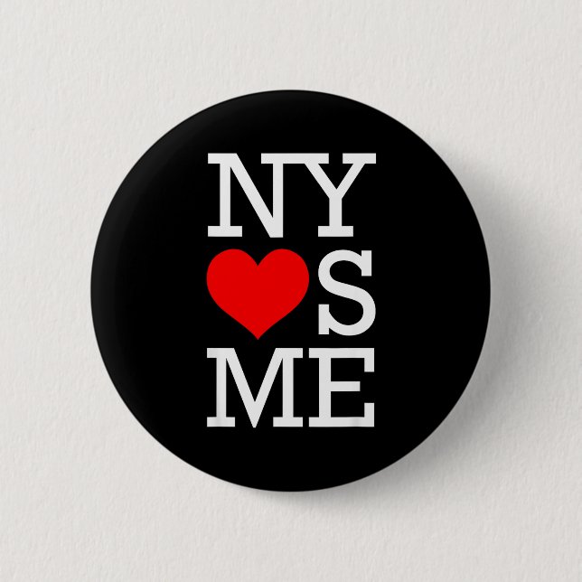Ny Loves Me Funny I Heart New York  Button (Front)
