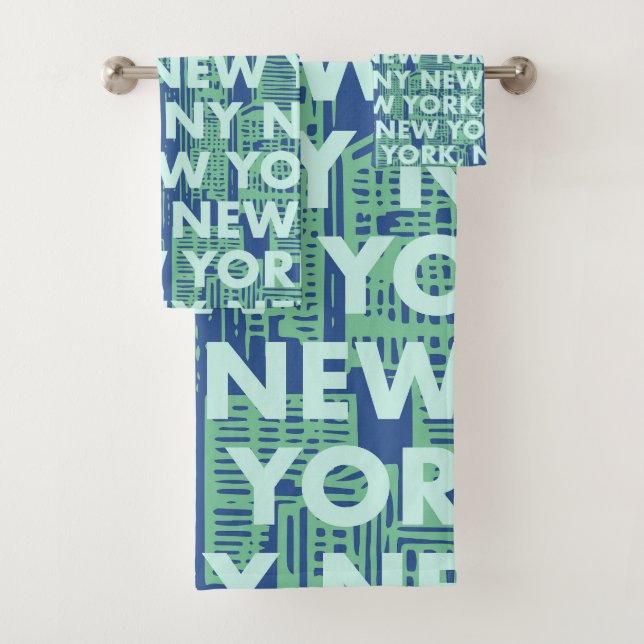 NY NEW YORK Graphic Pattern Bath Towel Set (Insitu)