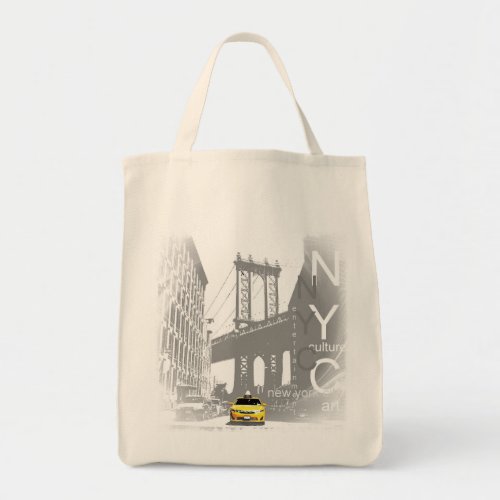 Ny Nyc New York City Yellow Taxi Brooklyn Bridge Tote Bag