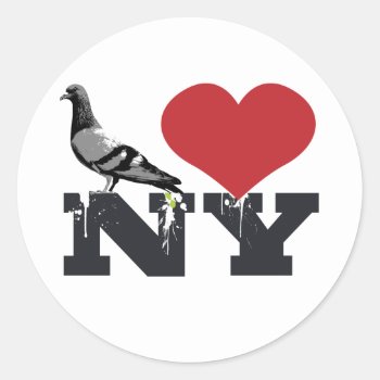 Ny Pigeon Classic Round Sticker by brev87 at Zazzle