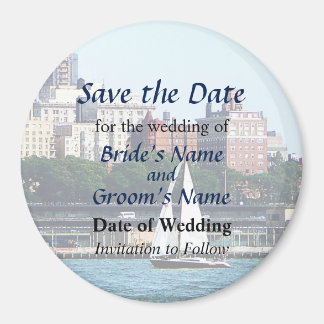 NY - Sailboat Against Manhattan Skyline Save Date Magnet