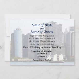 NY - Schooner Against Manhattan Skyline Invitation