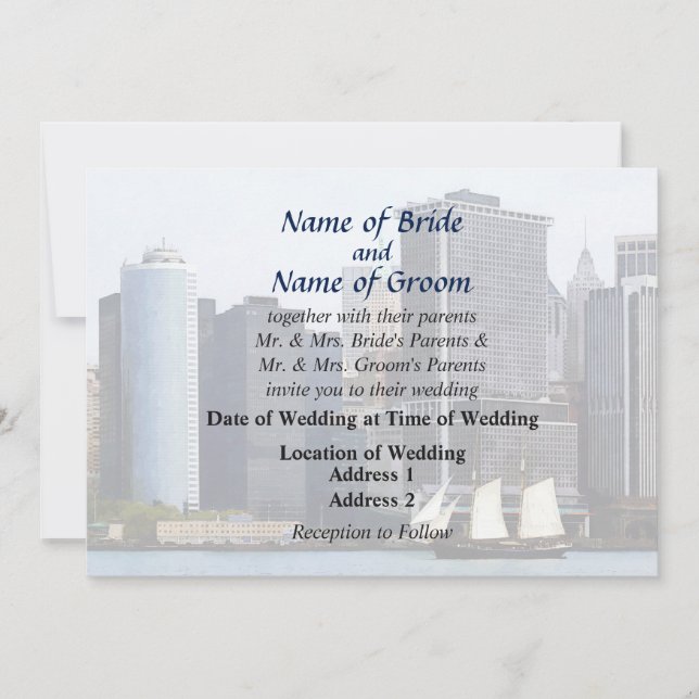 NY - Schooner Against Manhattan Skyline Invitation (Front)