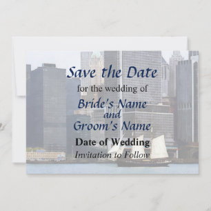 NY - Schooner Against Manhattan Skyline Save The Date