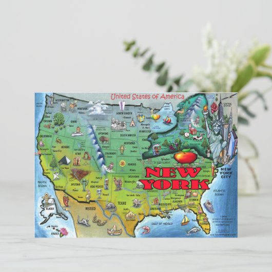 NY USA Map Card (Standing Front)