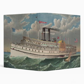 NY Voyage Grand Paddlewheel Steamboat The Pilgrim 3 Ring Binder
