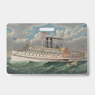 NY Voyage Grand Paddlewheel Steamboat The Pilgrim Badge