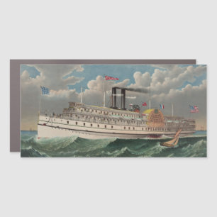 NY Voyage Grand Paddlewheel Steamboat The Pilgrim  Car Magnet
