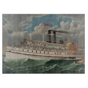 NY Voyage Grand Paddlewheel Steamboat The Pilgrim Cutting Board