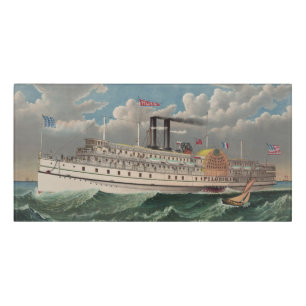 NY Voyage Grand Paddlewheel Steamboat The Pilgrim Door Sign