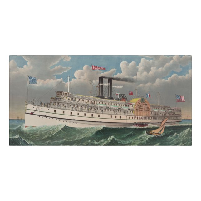 NY Voyage Grand Paddlewheel Steamboat The Pilgrim  Door Sign (Classic Front)