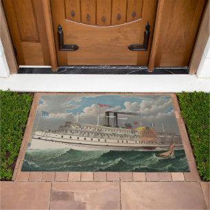 NY Voyage Grand Paddlewheel Steamboat The Pilgrim  Doormat