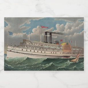 NY Voyage Grand Paddlewheel Steamboat The Pilgrim Food Label