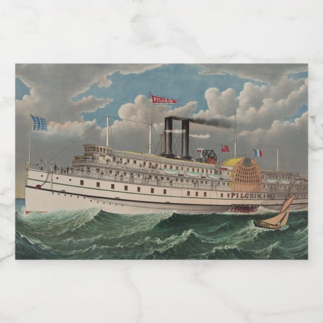 NY Voyage Grand Paddlewheel Steamboat The Pilgrim  Food Label (Single Label)