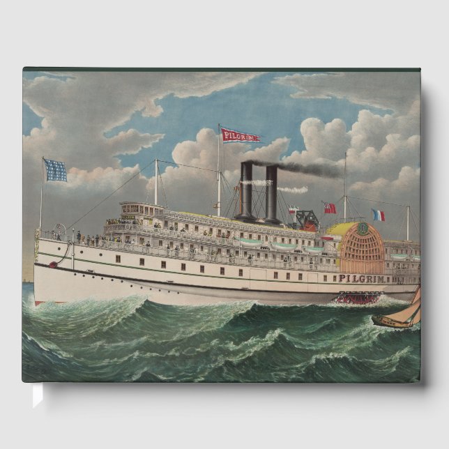 NY Voyage Grand Paddlewheel Steamboat The Pilgrim  Guest Book (Front)