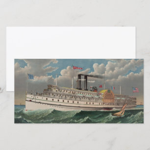 NY Voyage Grand Paddlewheel Steamboat The Pilgrim  Holiday Card