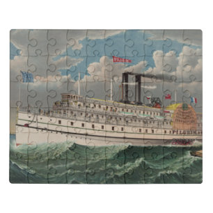 NY Voyage Grand Paddlewheel Steamboat The Pilgrim  Jigsaw Puzzle