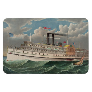 NY Voyage Grand Paddlewheel Steamboat The Pilgrim Magnet
