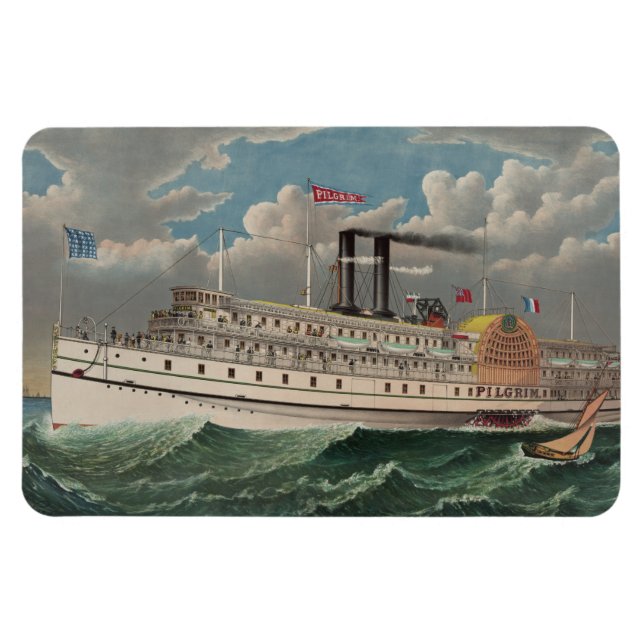 NY Voyage Grand Paddlewheel Steamboat The Pilgrim  Magnet (Horizontal)