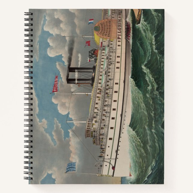 NY Voyage Grand Paddlewheel Steamboat The Pilgrim  Notebook (Front)