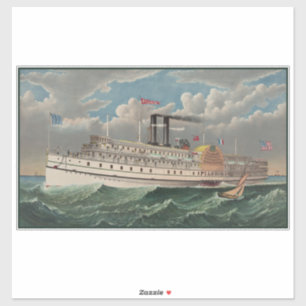 NY Voyage Grand Paddlewheel Steamboat The Pilgrim  Sticker