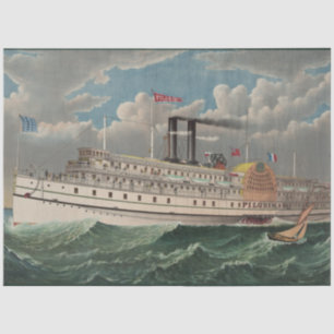 NY Voyage Grand Paddlewheel Steamboat The Pilgrim  Tissue Paper