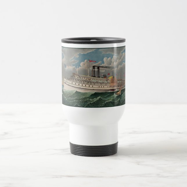NY Voyage Grand Paddlewheel Steamboat The Pilgrim  Travel Mug (Center)