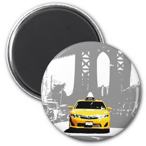 Ny Yellow Taxi Nyc Pop Art Image Brooklyn Bridge Magnet