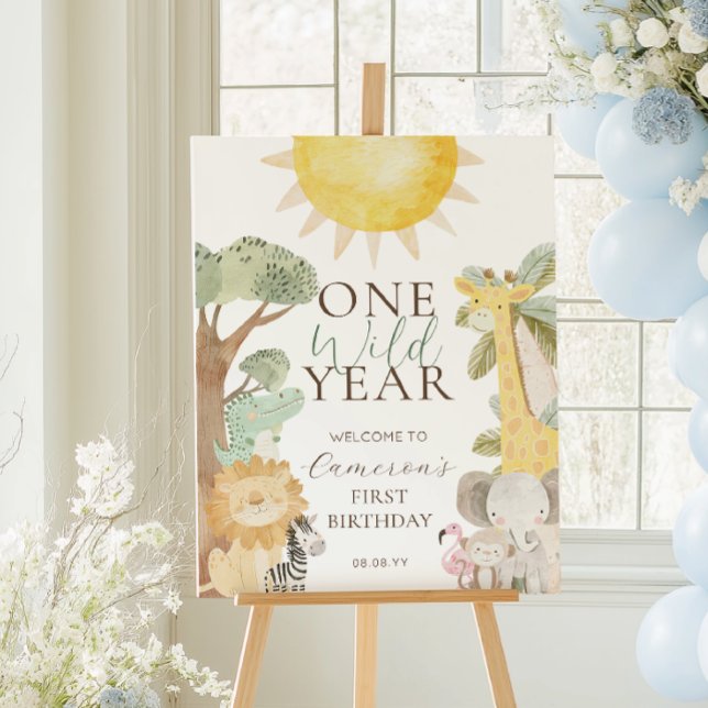 Nyala Safari Animals One Wild Year First Birthday  Poster (Creator Uploaded)