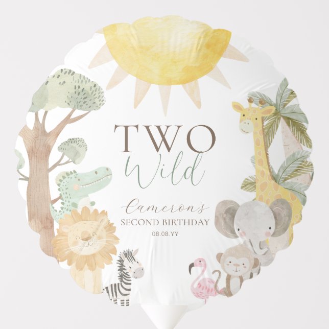 Nyala Safari Animals Two Wild Second Birthday Balloon (Front)