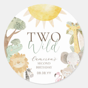 Nyala Safari Animals Two Wild Second Birthday Classic Round Sticker