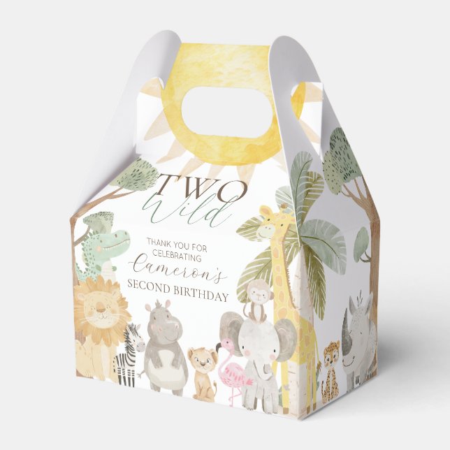 Nyala Safari Animals Two Wild Second Birthday Favor Boxes (Back Side)