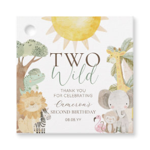 Nyala Safari Animals Two Wild Second Birthday Favor Tags