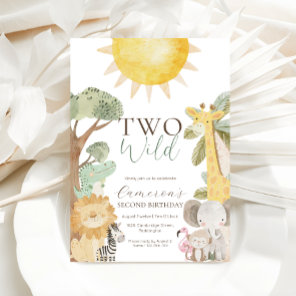 Nyala Safari Animals Two Wild Second Birthday Invitation