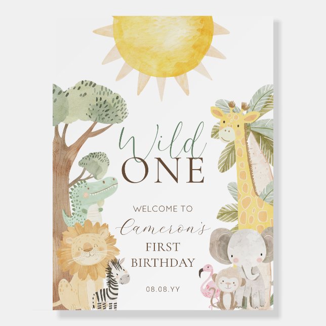 Nyala Safari Animals Wild One First Birthday Foam Board (Front)