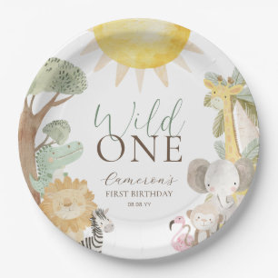 Nyala Safari Animals Wild One First Birthday Paper Plates