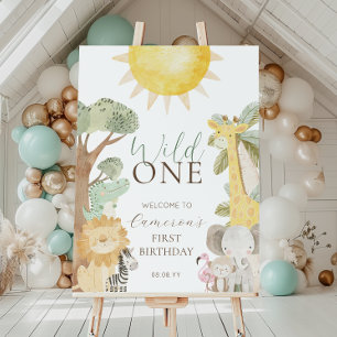 Nyala Safari Animals Wild One First Birthday Poster