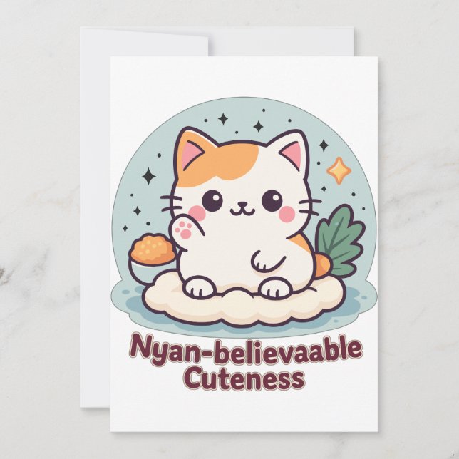 Nyan-believable Cuteness – Cute Kawaii Cat Invitation (Front)