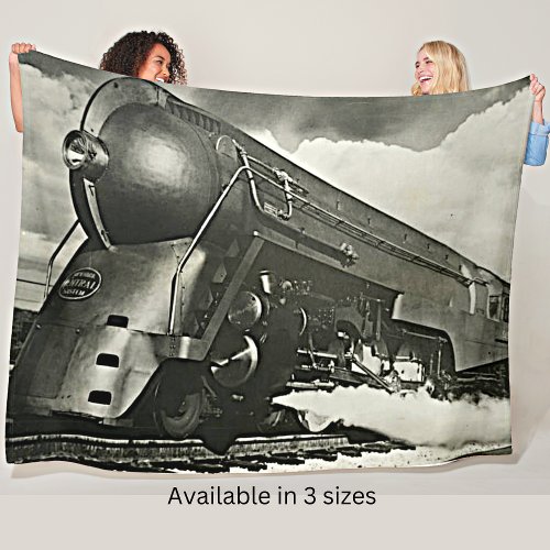 NYC 20th Century Limited Steam Train Engine Large Fleece Blanket