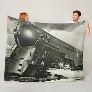 NYC 20th Century Limited Steam Train Engine Large Fleece Blanket