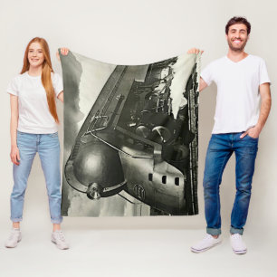 NYC 20th Century Limited Steam Train Engine Medium Fleece Blanket